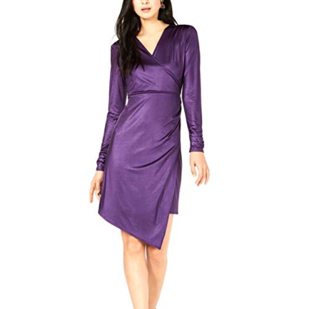 Bar III Liquid Shine Wrap Dress